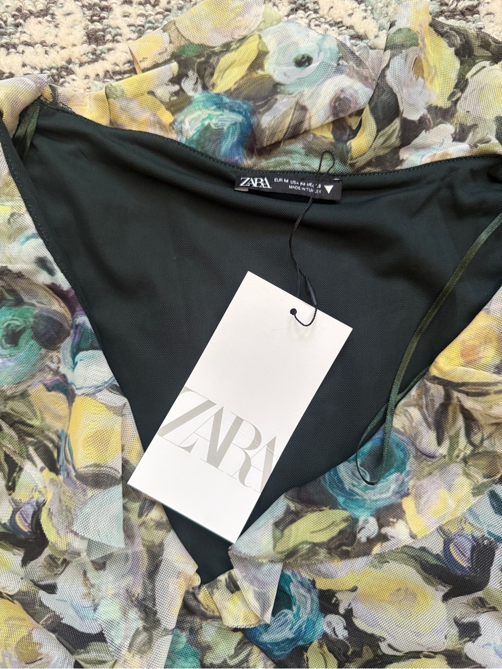NWT Zara Floral Ruffle Mini Dress - Picture 2 of 4